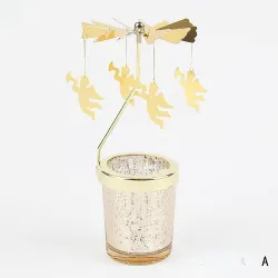 Decorative candle holder - rotatable - snowflakes - angels - horses - goldCandles & Holders