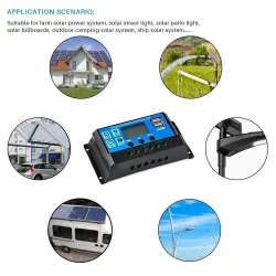 Auto solar panel charge controller - PWM controller - LCD display - dual USB - 12V - 24VSolar panel controllers