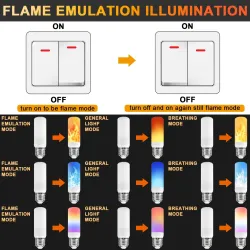 LED-Flammenlampe - Glühlampe mit Feuereffekt - 3 Modi - 5 W - E27 - E12 - E14 - B22