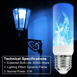 LED-Flammenlampe - Glühlampe mit Feuereffekt - 3 Modi - 5 W - E27 - E12 - E14 - B22