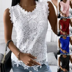 Elegantes Spitzen-T-Shirt - ärmellos