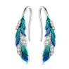 Grünblaue Kristallfedern - Ohrringe - 925er Sterlingsilber