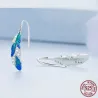Grünblaue Kristallfedern - Ohrringe - 925er Sterlingsilber