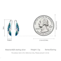 Grünblaue Kristallfedern - Ohrringe - 925er Sterlingsilber