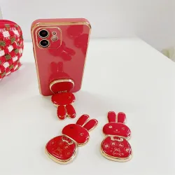 Faltbarer Telefonhalter - Ständer - roter chinesischer Hase