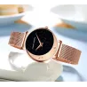Elegante Quarzuhr - Edelstahl-Mesh-Armband - Mond / Sterne
