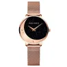 Elegante Quarzuhr - Edelstahl-Mesh-Armband - Mond / Sterne