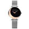 Elegante Quarzuhr - Edelstahl-Mesh-Armband - Mond / Sterne