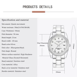 CHRONOS - stylish Quartz watch - with rhinestones - waterproof - stainless steelWatches