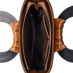 Elegante Umhängetasche aus Leder - Blumen bedruckt