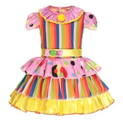 Clown Kleid - Kostüm - bunte Streifen / Tupfen