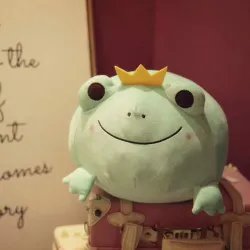 Frosch mit Krone - Plüschtier / Kissen