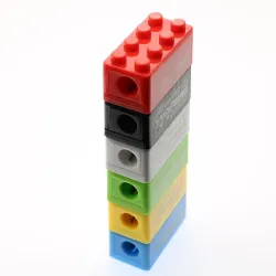 Bleistiftspitzer in Form von Bausteinen - Kunststoff - 10 Stück