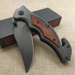 Klappbares Taschenmesser - schwarze Stahlklinge - Palisandergriff