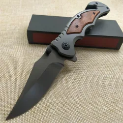 Folding pocket knife - black steel blade - rosewood handleKnives & Multitools
