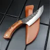 Multifunctional knife - steel wide blade - wooden handle - with leather pouchKnives & Multitools