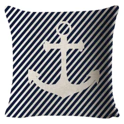 Dekorativer blauer Kissenbezug - Ozean / Boot / Ruder - 50 cm * 50 cm