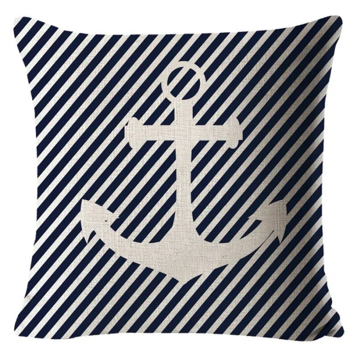 Dekorativer blauer Kissenbezug - Ozean / Boot / Ruder - 50 cm * 50 cm