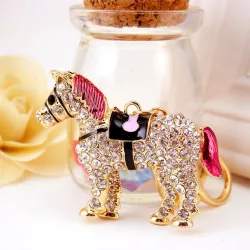 Crystal horse - metal keychainKeyrings