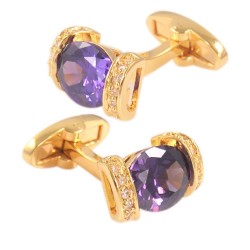 Goldene Manschettenknöpfe - mit violettem Kristall