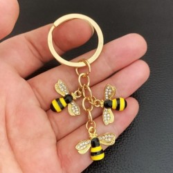 Kristallbienen / Waben - goldener Schlüsselanhänger
