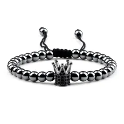 Armband aus Kupferperlen mit Krone - verstellbares Seil