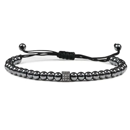 Armband aus Kupferperlen mit einem Kristallwürfel - verstellbares Seil