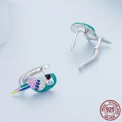 Regenbogenpapagei mit Zirkon - Ohrringe aus 925er Sterlingsilber