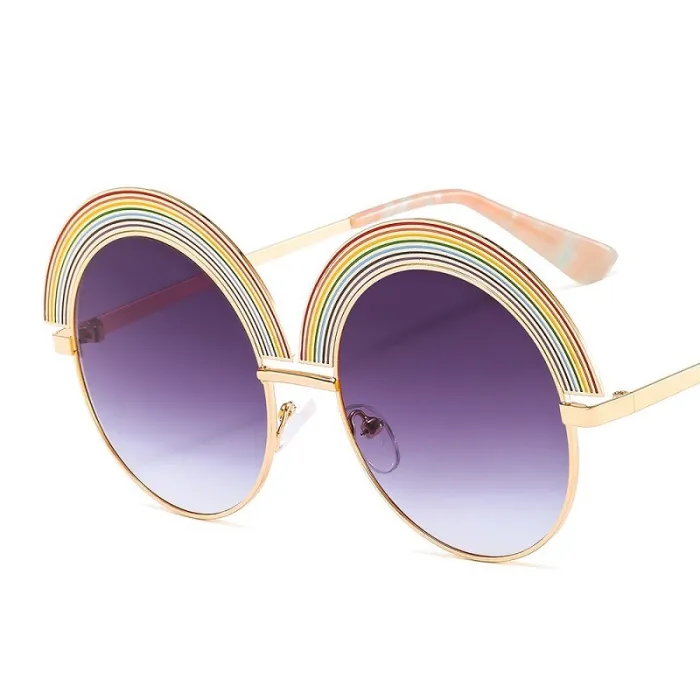 Runde Regenbogen-Sonnenbrille - Metallrahmen