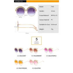 Runde Regenbogen-Sonnenbrille - Metallrahmen