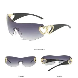 Modische randlose Sonnenbrille - Doppelherzscharnier aus Metall