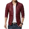 Schlanke Lederjacke - mit Reißverschlüssen / Taschen