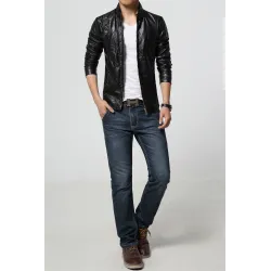 Slim leather jacket - with zippers / pocketsJackets