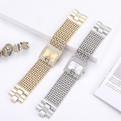 Elegant Quartz watch - wide crystal braceletWatches