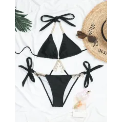Sexy Bikini-Set - mit Kristall-/Metallverzierungen