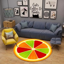 Decorative round carpet - fruit pattern - colorful orangeCarpets