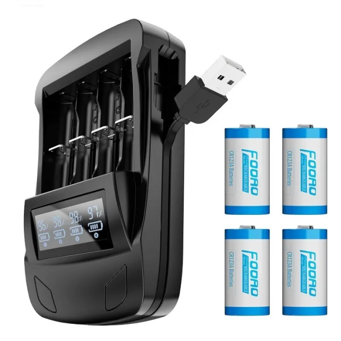 16340 CR123A battery - rechargeable - 3.7V - 800mAh - with chargerBattery