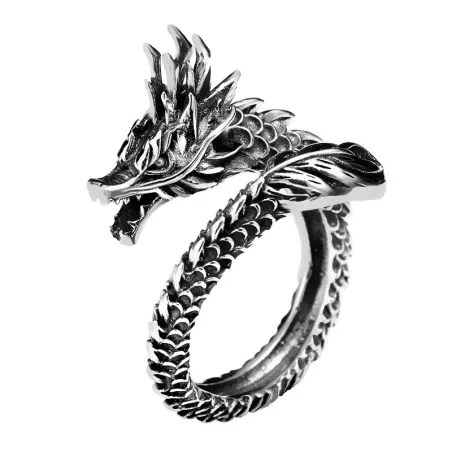 Silberring in Drachenform