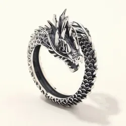 Silberring in Drachenform