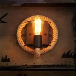 Retro-Wandlampe im Hanfseil-Stil