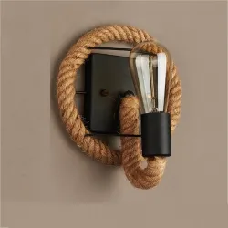 Retro-Wandlampe im Hanfseil-Stil