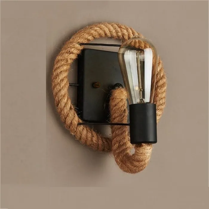 Retro-Wandlampe im Hanfseil-Stil
