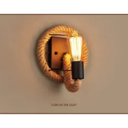 Retro-Wandlampe im Hanfseil-Stil