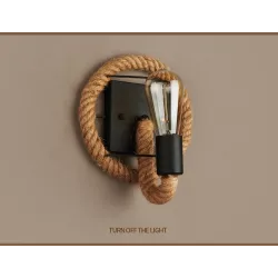 Retro-Wandlampe im Hanfseil-Stil