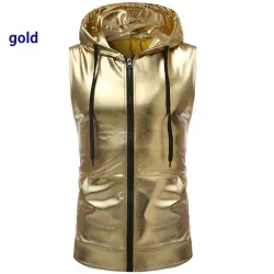 Shiny metallic hooded vestJackets