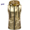 Shiny metallic hooded vestJackets