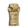 Shiny metallic hooded vestJackets