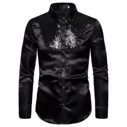 Glänzendes Metallic-Langarmshirt - mit dekorativen Pailletten