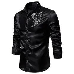 Glänzendes Metallic-Langarmshirt - mit dekorativen Pailletten