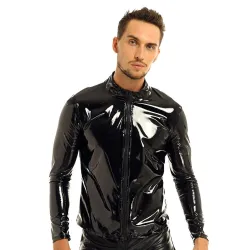 Jacke aus glänzendem Lackleder